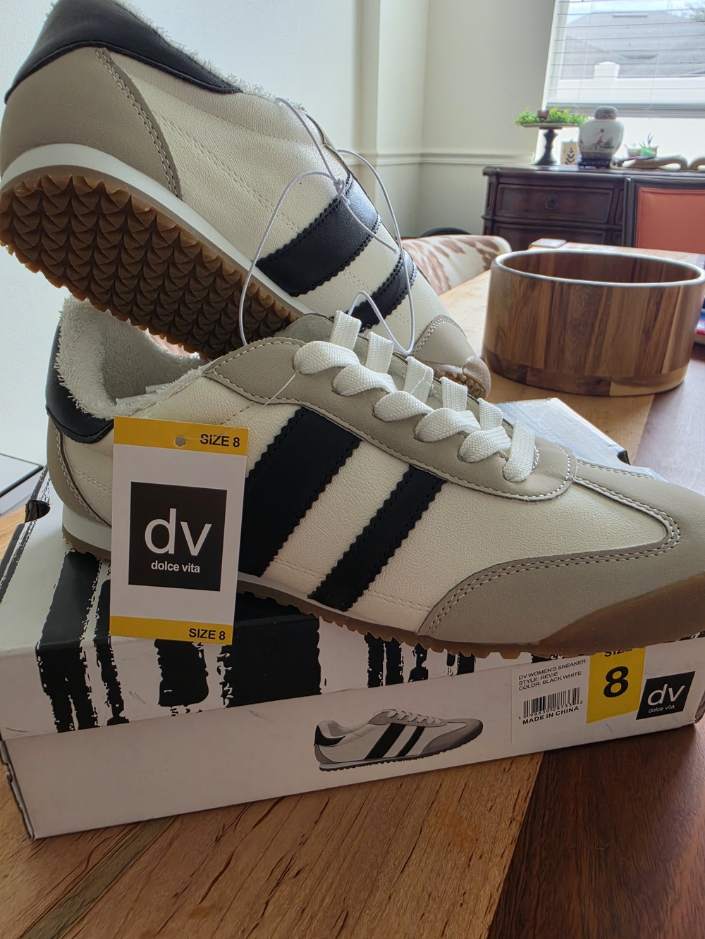 Dolce Vita Cream, Black and Gum Retro Sneakers